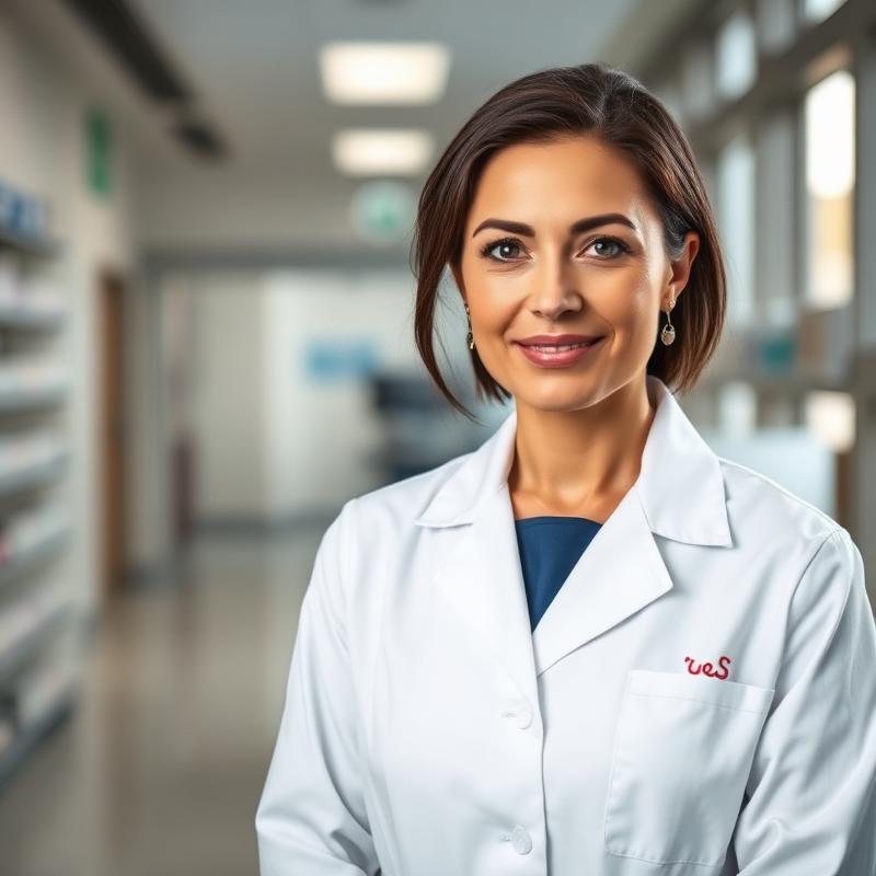 Portrait of the clinical co-founder, a hospital pharmacist